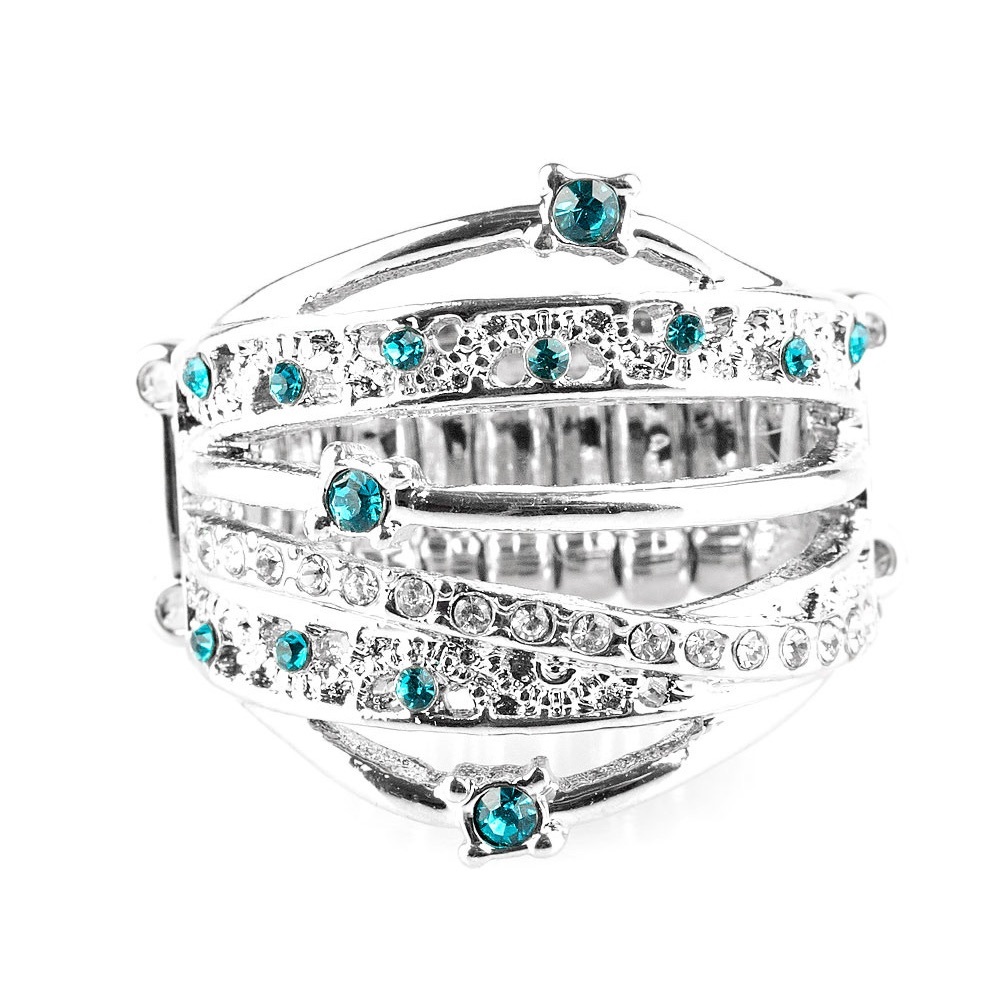 Blue rhinestone silver Ring